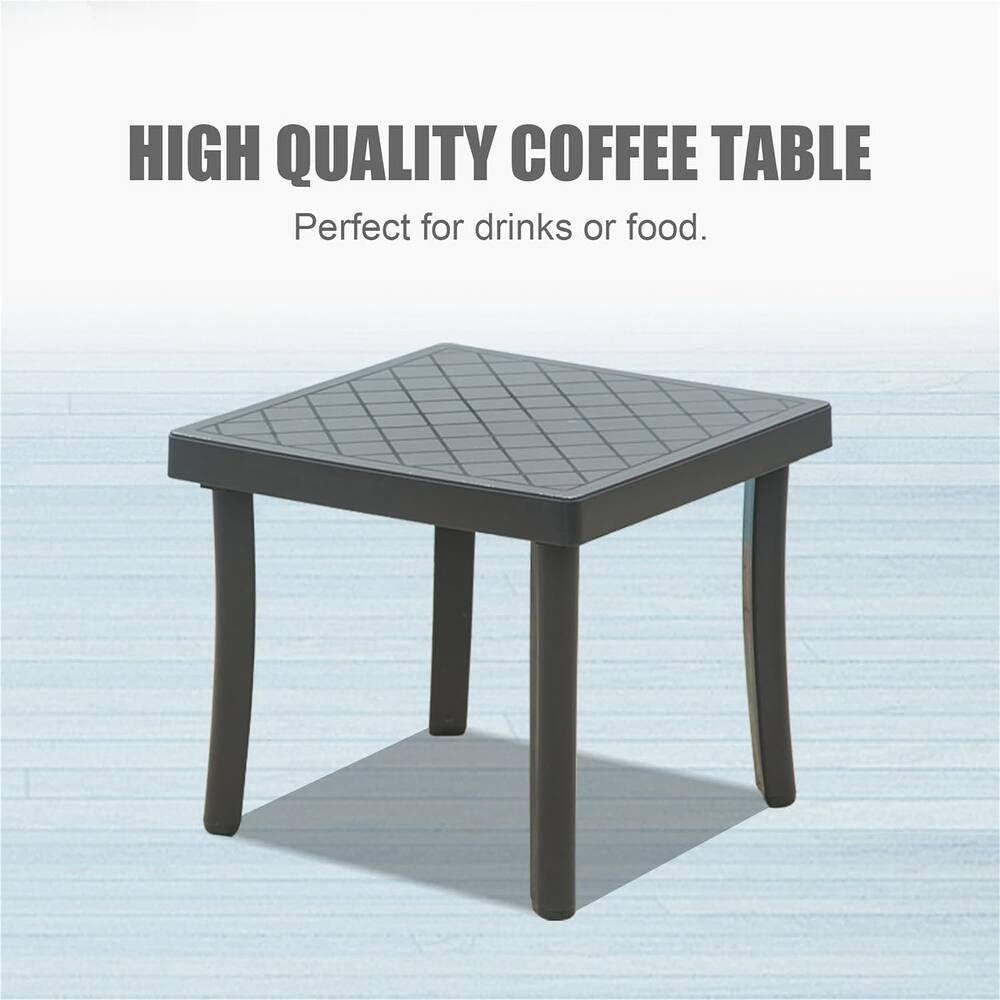 Outdoor Coffee Table Garden Patio Decor End Sofa Side Phone Tea Table Dining Lamp Holder Square Grey