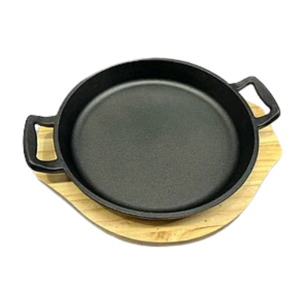 Oval Sizzling Plate with Wood Holder 15Cm