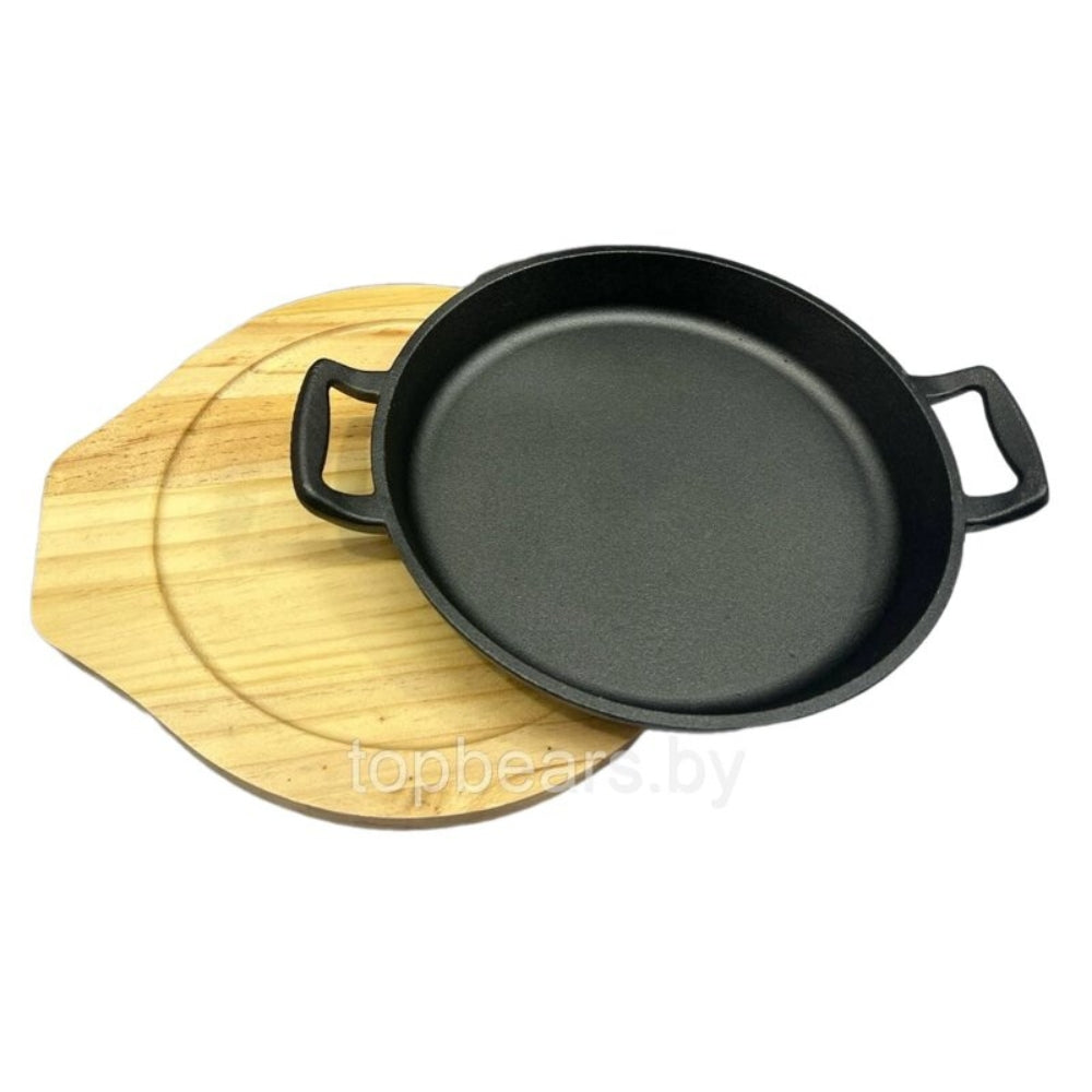 Oval Sizzling Plate with Wood Holder 15Cm