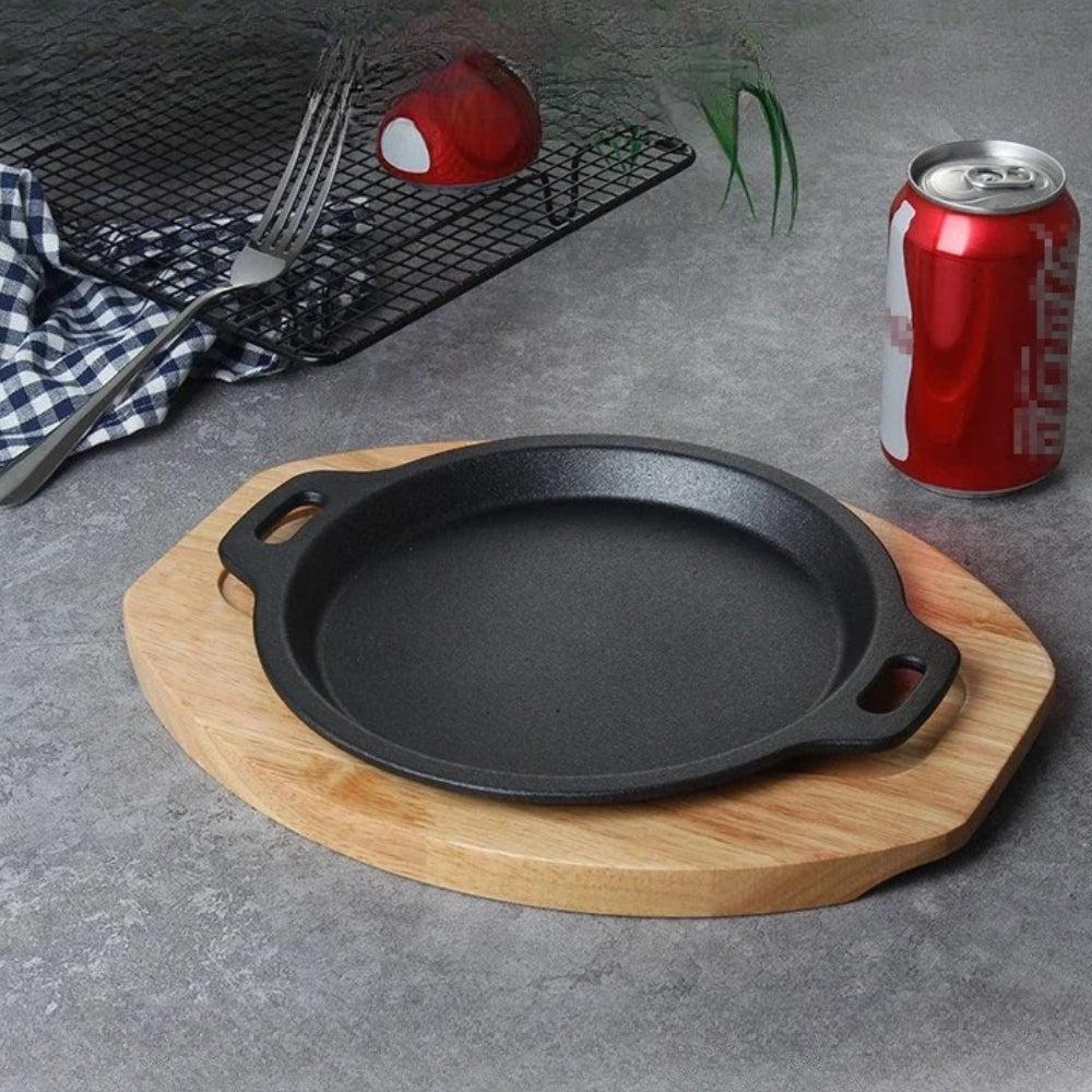 Oval Sizzling Plate with Wood Holder 15Cm