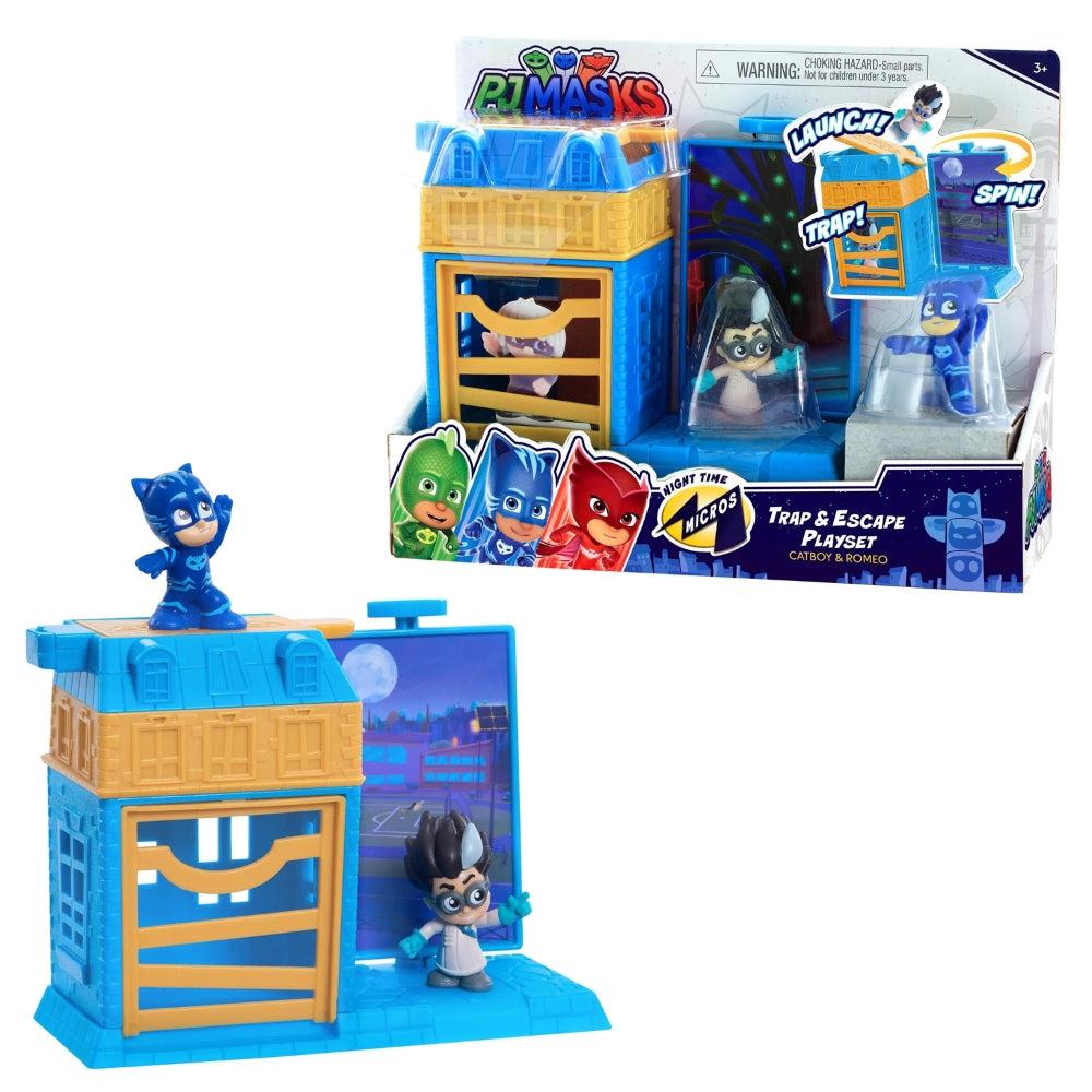 PJ Masks Nighttime Micros Trap & Escape Playset, Catboy vs. Romeo, Kids Toys For Ages 3 Up, Gifts And Presents
