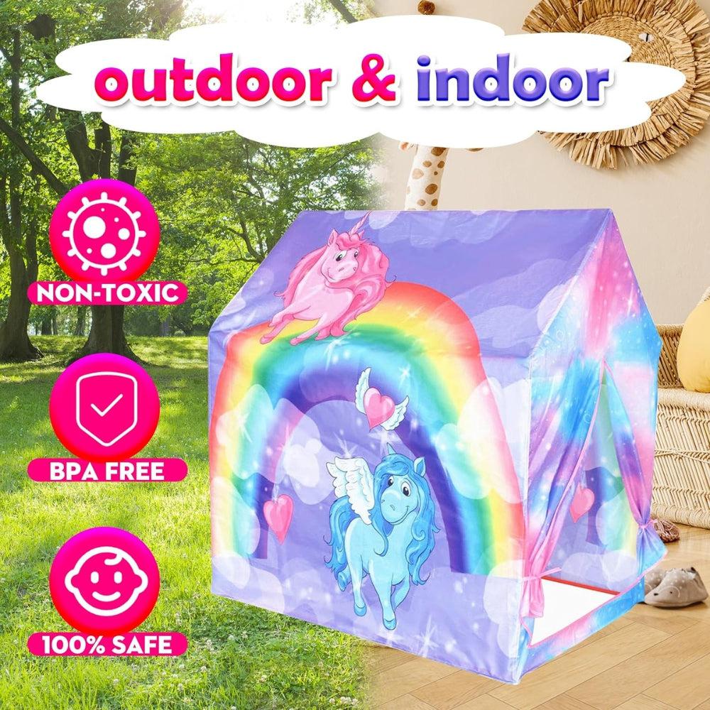 Play 10 Unicorn Play Tent Kids Tent Girls & Boys, Princess Castle Tent Pretend Playhouse For Children Indoor And Outdoor Fun, Foldable Playhouse Toy Gift