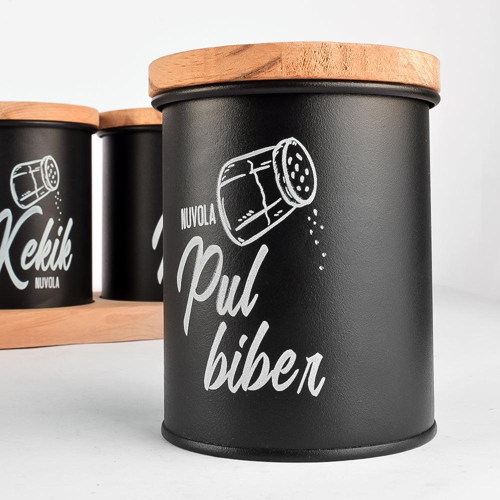 Pack Of Black Wooden Spices 4 Pcs