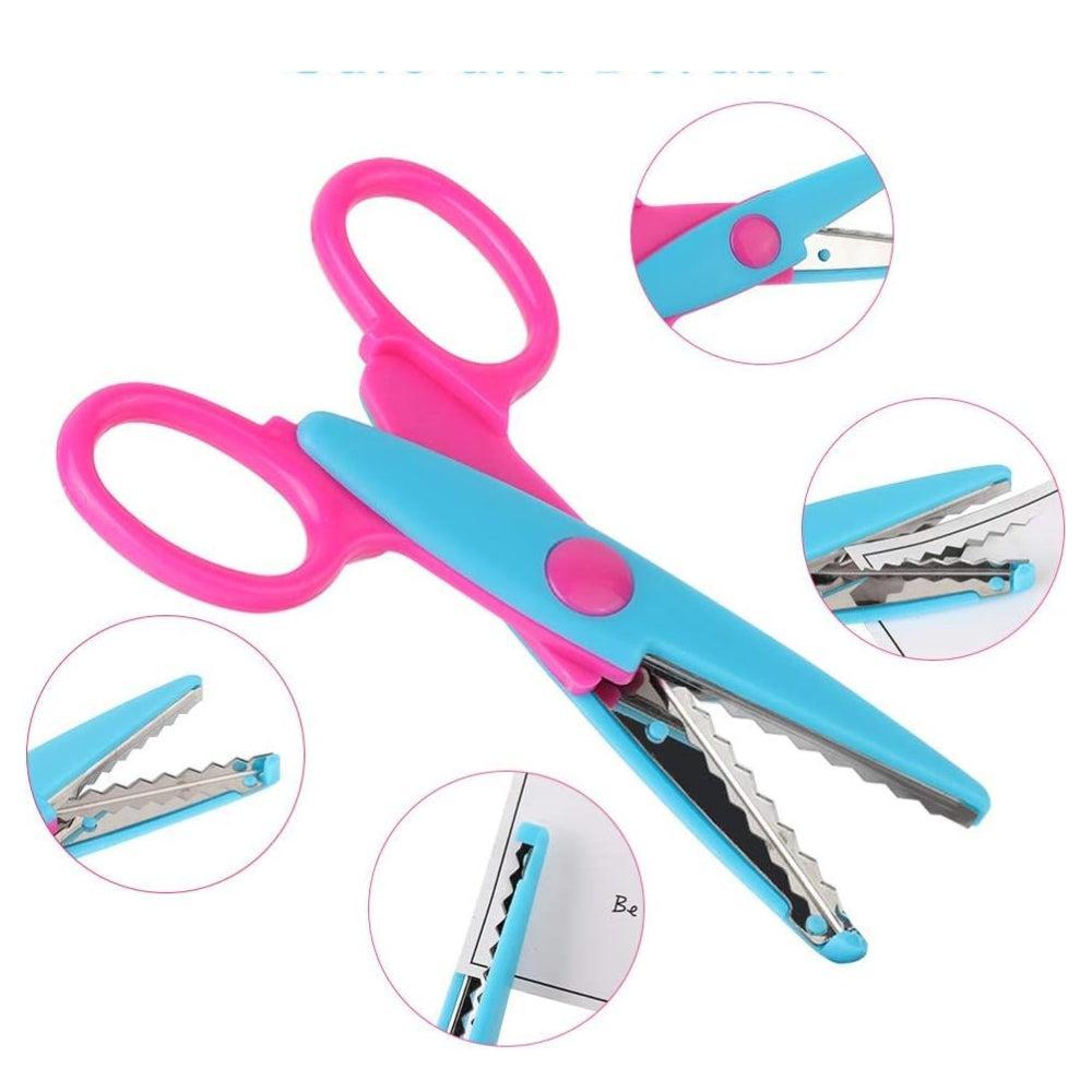 Paper Scissors, 6 Colorful Edges Creative Craft Scissors Set for Teachers, Students, DIY Photos, Scrapbooking Decorative, Album, Kids Design Safety Art Scissors .