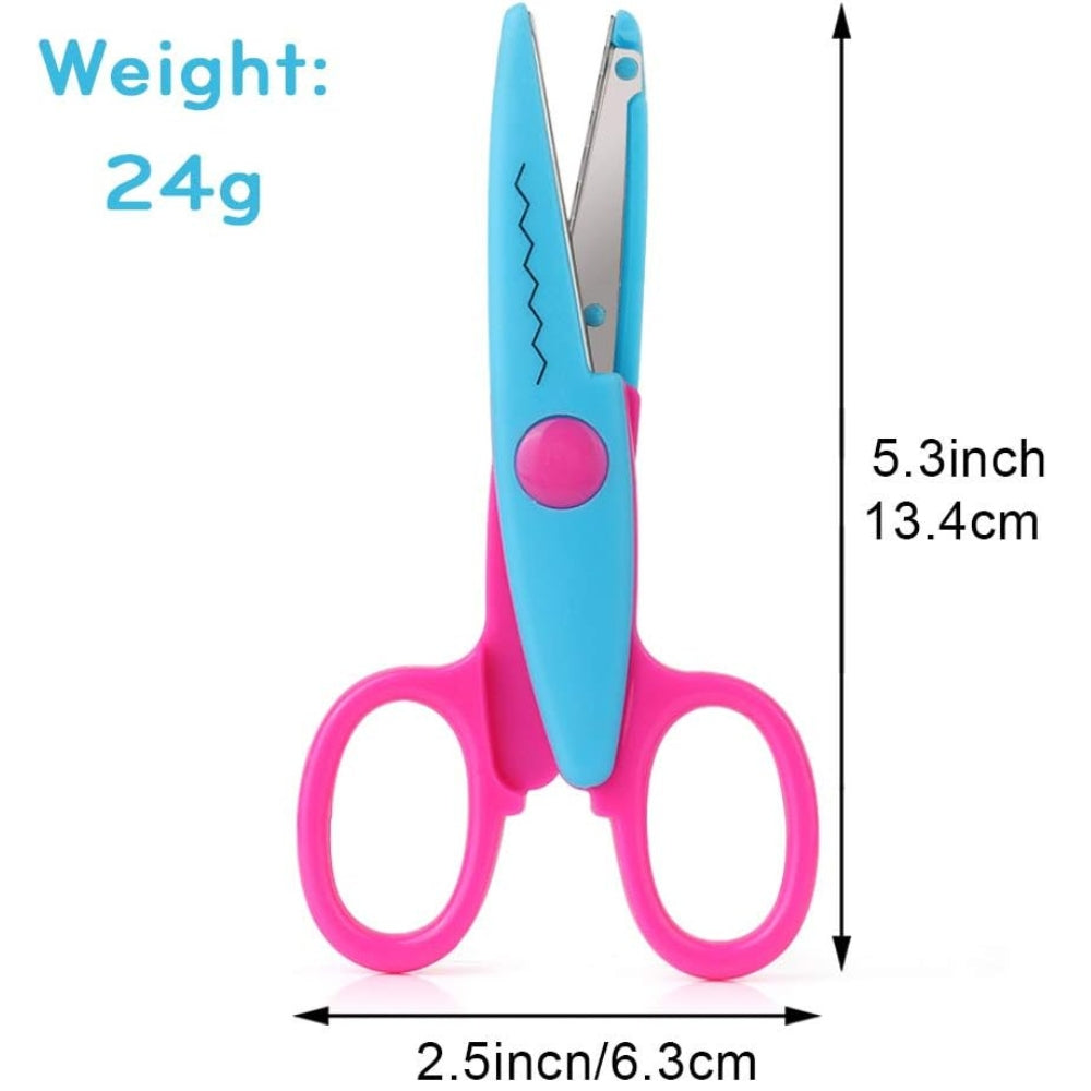 Paper Scissors, 6 Colorful Edges Creative Craft Scissors Set for Teachers, Students, DIY Photos, Scrapbooking Decorative, Album, Kids Design Safety Art Scissors .