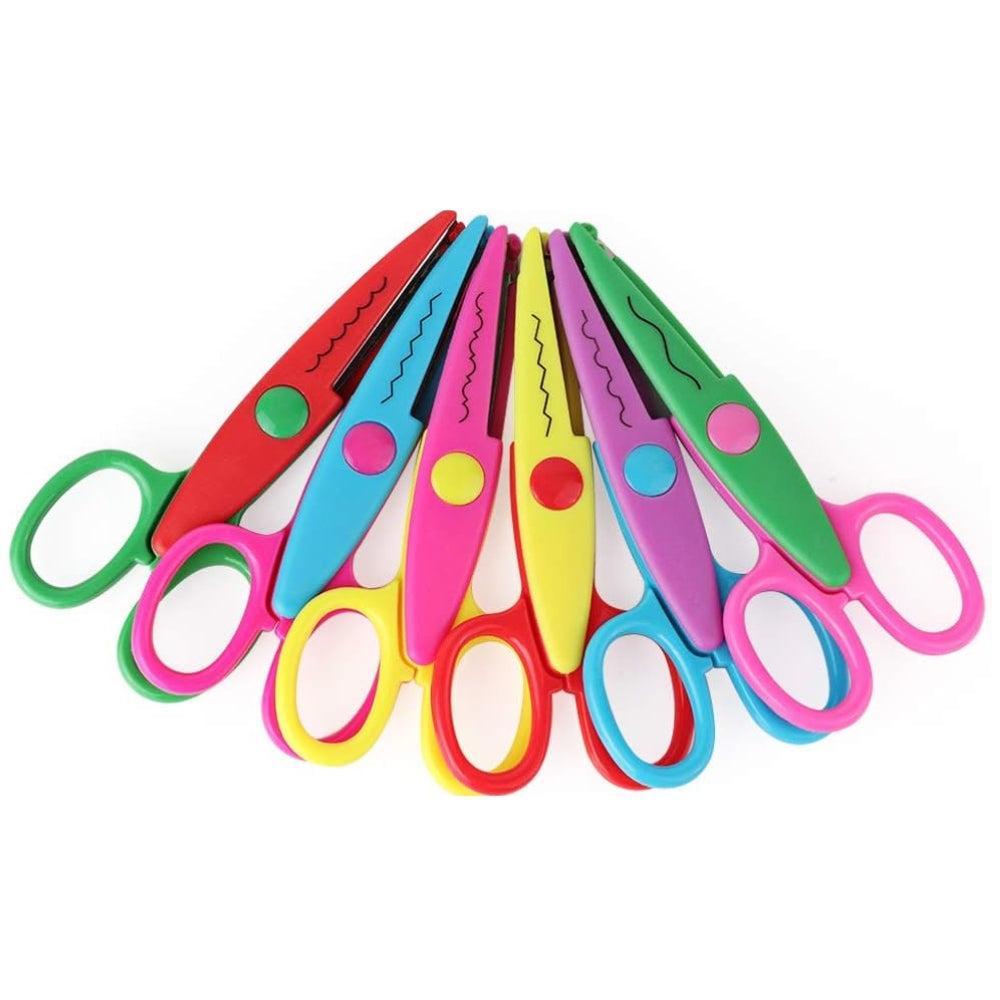 Paper Scissors, 6 Colorful Edges Creative Craft Scissors Set for Teachers, Students, DIY Photos, Scrapbooking Decorative, Album, Kids Design Safety Art Scissors .