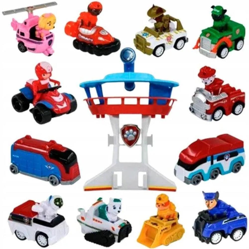 Paw Patrol Base Tower + 12 Motorized Cars Figures