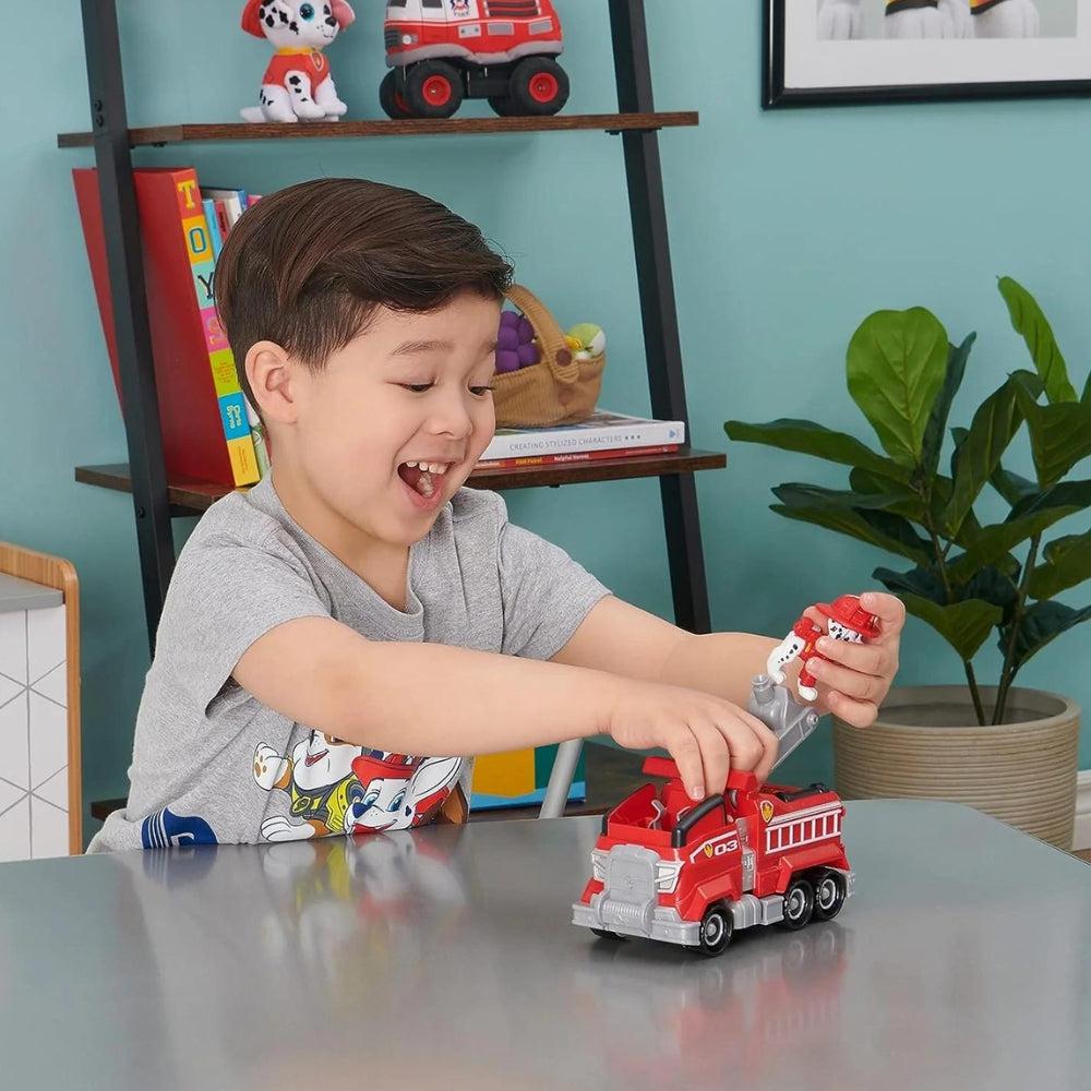 Paw Patrol Marshall Deluxe Movie Transforming Fire Truck Toy Car With Collectible Action Figure