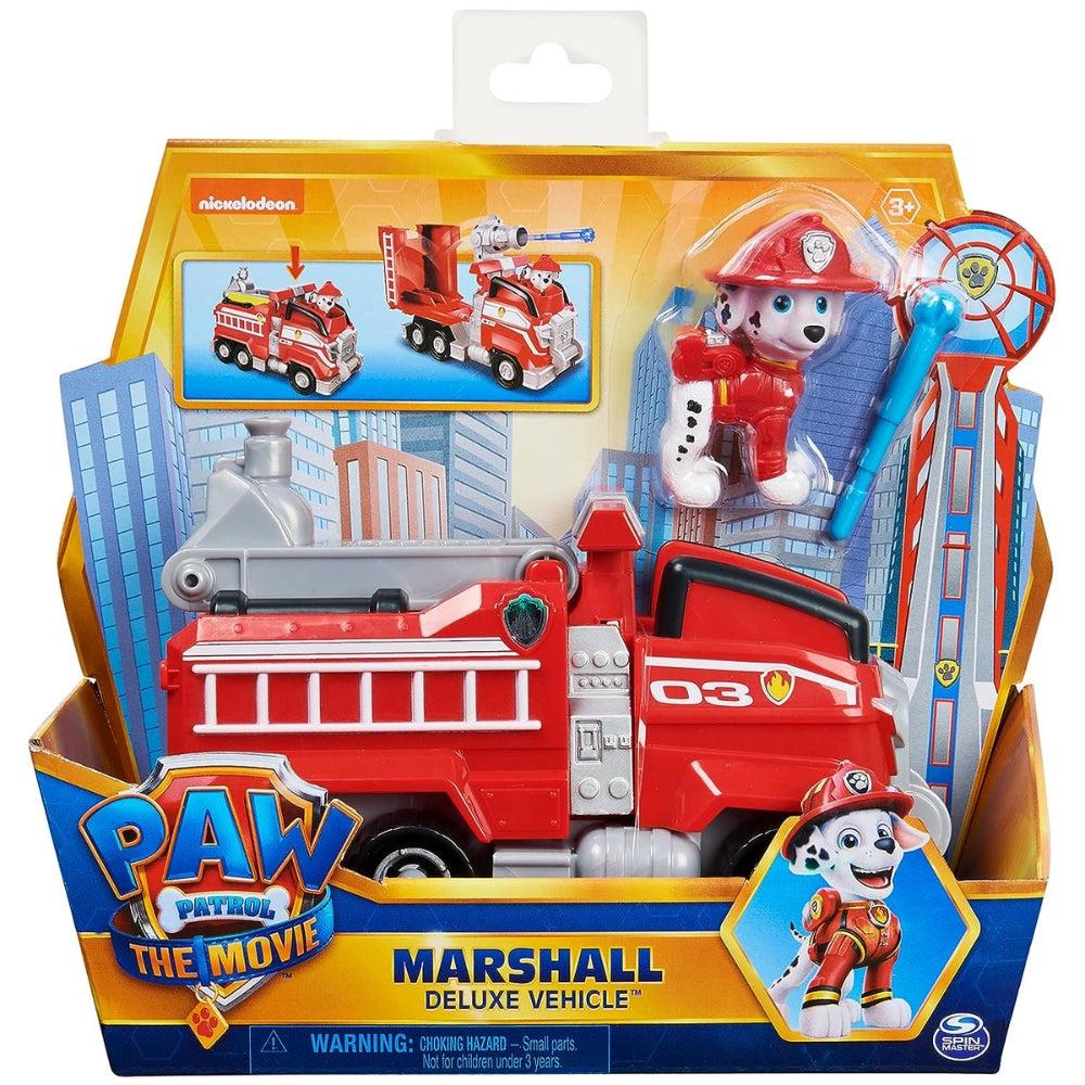 Paw Patrol Marshall Deluxe Movie Transforming Fire Truck Toy Car With Collectible Action Figure