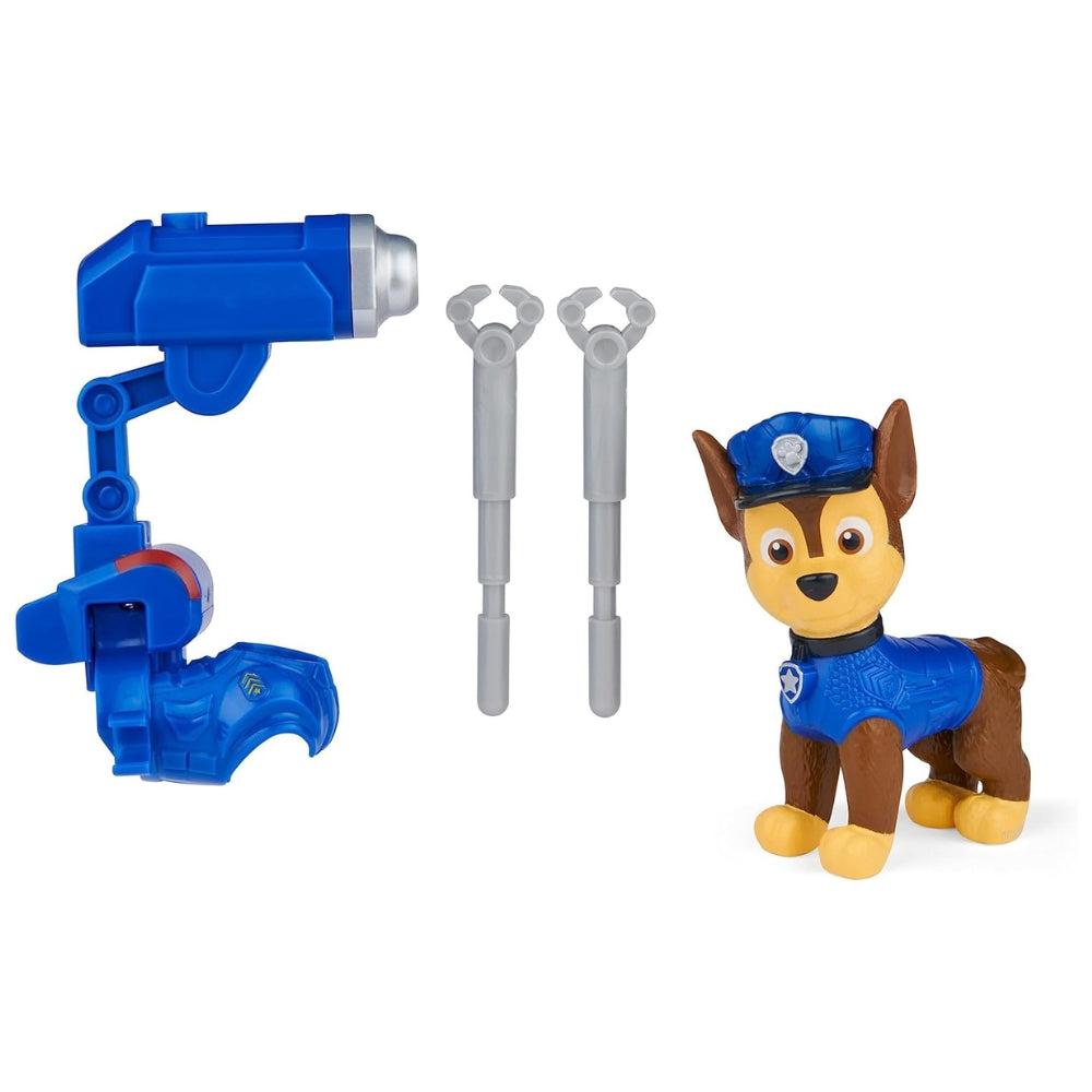 Paw Patrol Movie Collectible Chase Action Figure With Clip-on Backpack and 2 Projectiles, Kids’ Toys For Ages 3 And Up