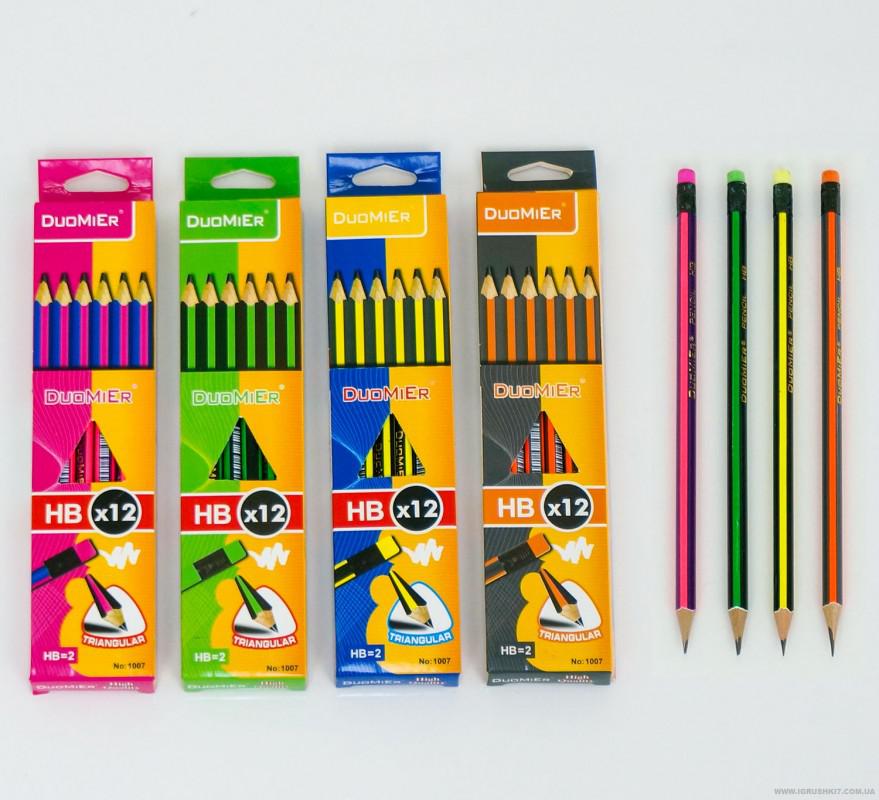 Pencil/Graph DuoMier With Eraser Striped-Orange 12 Pcs