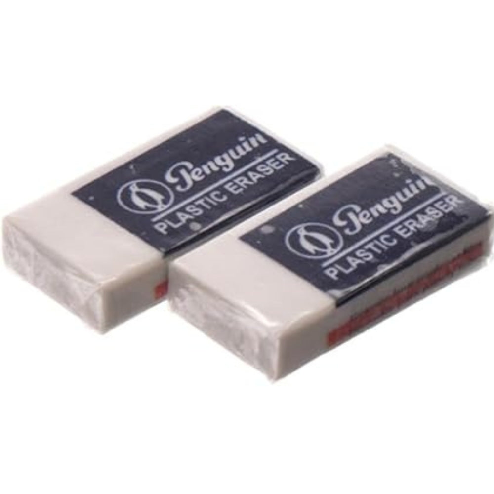 Penguin High Quality Soft Eraser Pack of 20 pcs For School, Office,Drawing - White
