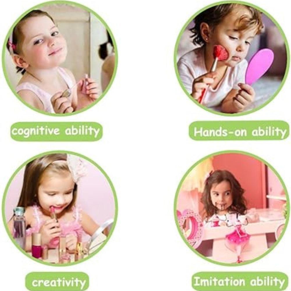 Petite Girls Cosmetics Play Set-Washable & Non Toxic-Princess Real Makeup Kit With Case