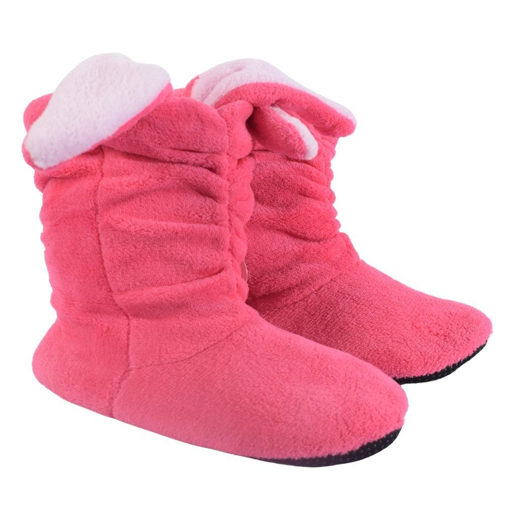 Pink Plush Bunny Ear Slipper Boots