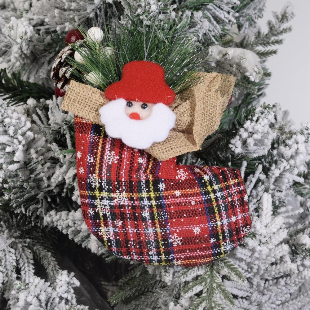 Plaid Santa Christmas Stocking Ornament