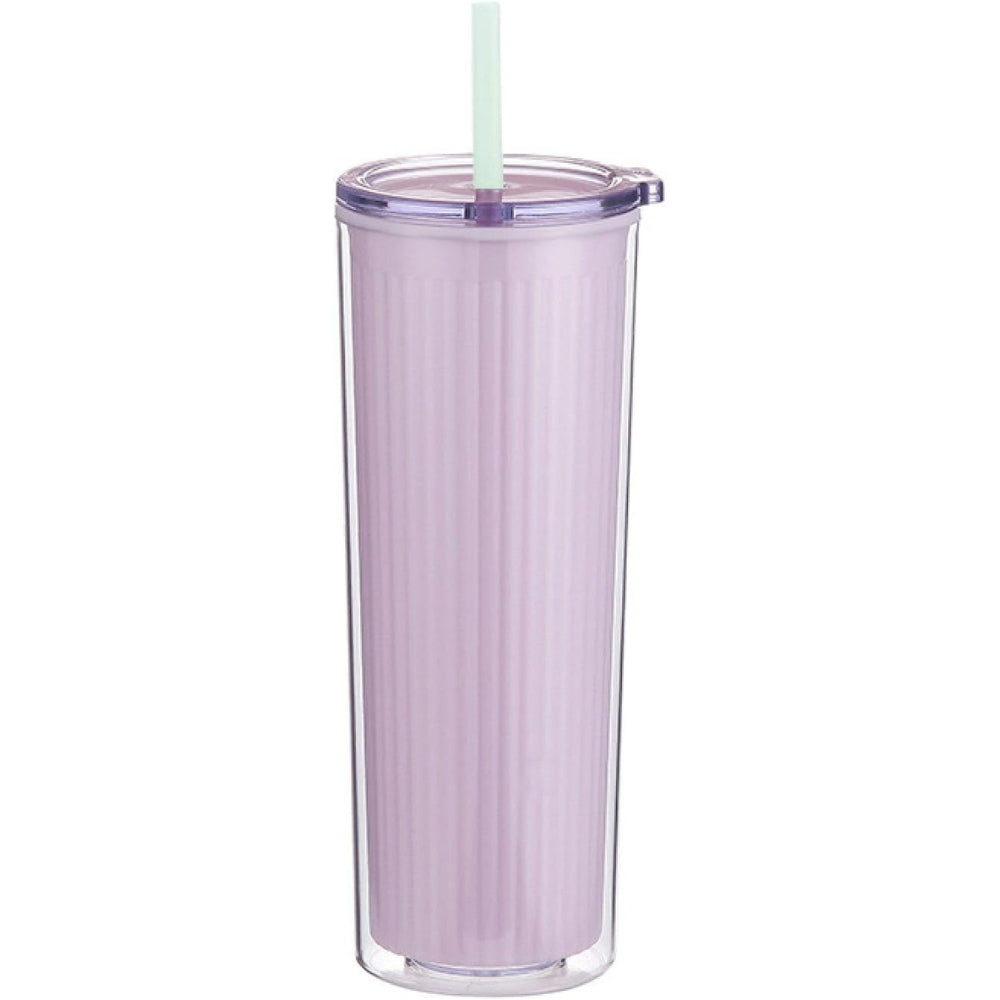 Plastic straw double layer water cup
