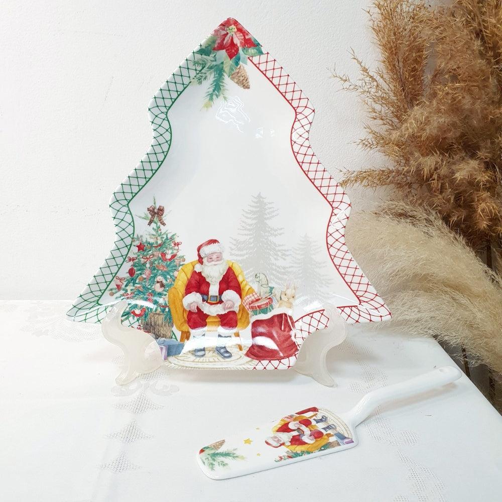 Plate Christmas tree Santa Claus