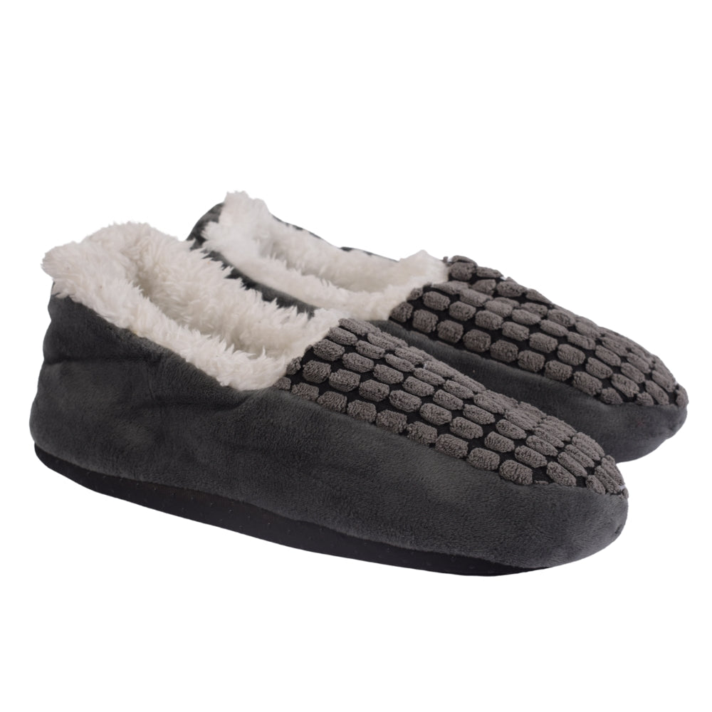 Plush Indoor Slippers with Sherpa Lining – Dark Gray