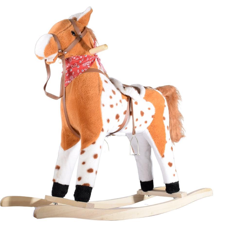 Plush Rocking Horse Toy – Spotted Pony with Bandana and Saddle