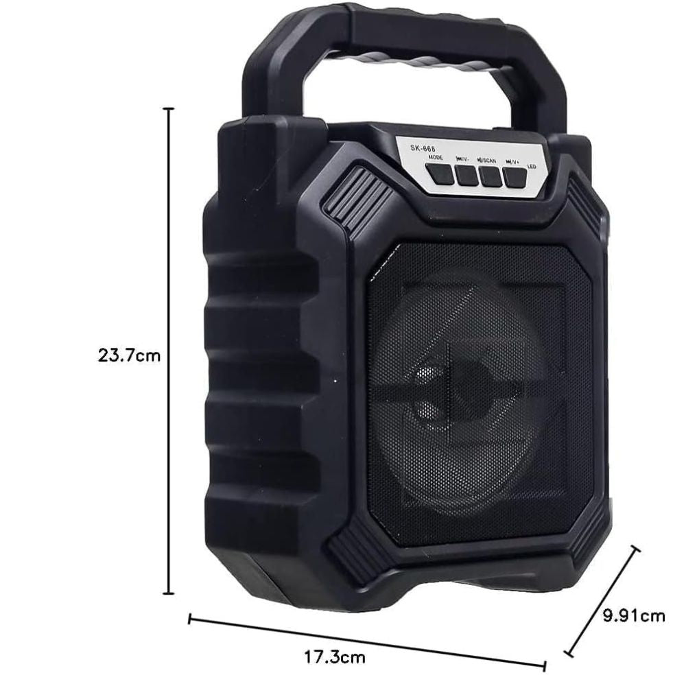Portable Bluetooth Speaker with USB, AUX,SD Card,Battery and LED Lights Wireless (Black)