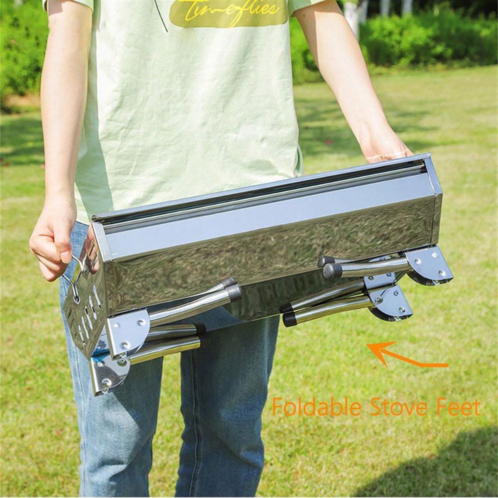 Portable Stainless Steel Barbecue Grill With Two Grilling Panel For Outdoors