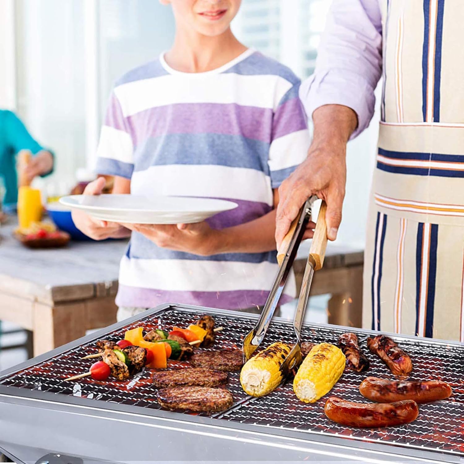 Portable Stainless Steel Barbecue Grill With Two Grilling Panel For Outdoors