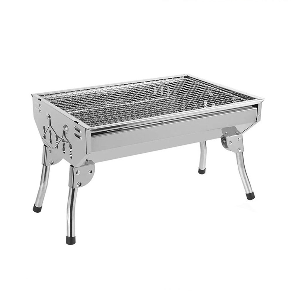 Portable Stainless Steel Barbecue Grill With Two Grilling Panel For Outdoors