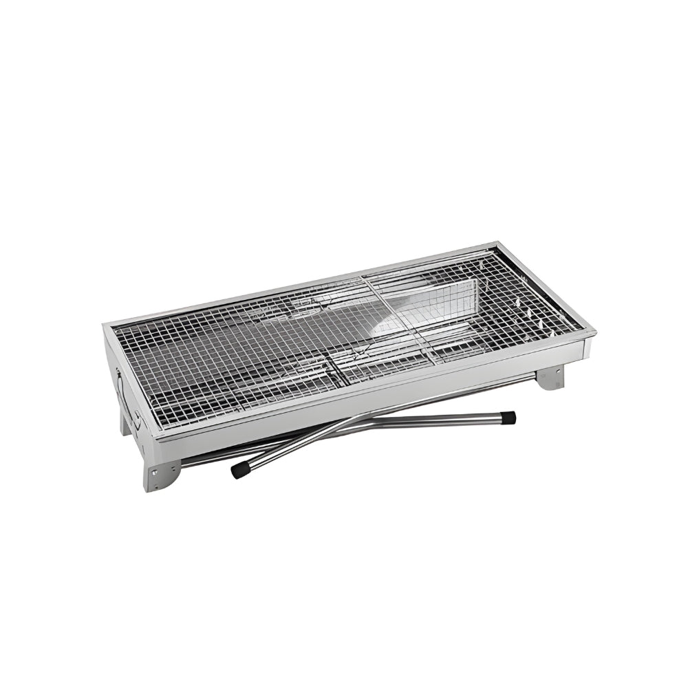 Portable Stainless Steel Grill, Portable Folding Outdoor Barbecue Griddle Cooking For Camping Free BBQ Lighter + BBQ Brush