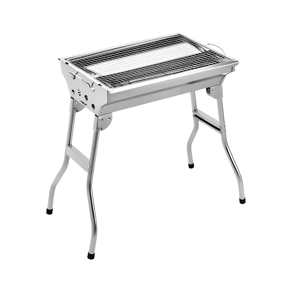 Portable Stainless Steel Grill, Portable Folding Outdoor Barbecue Griddle Cooking For Camping Free BBQ Lighter + BBQ Brush