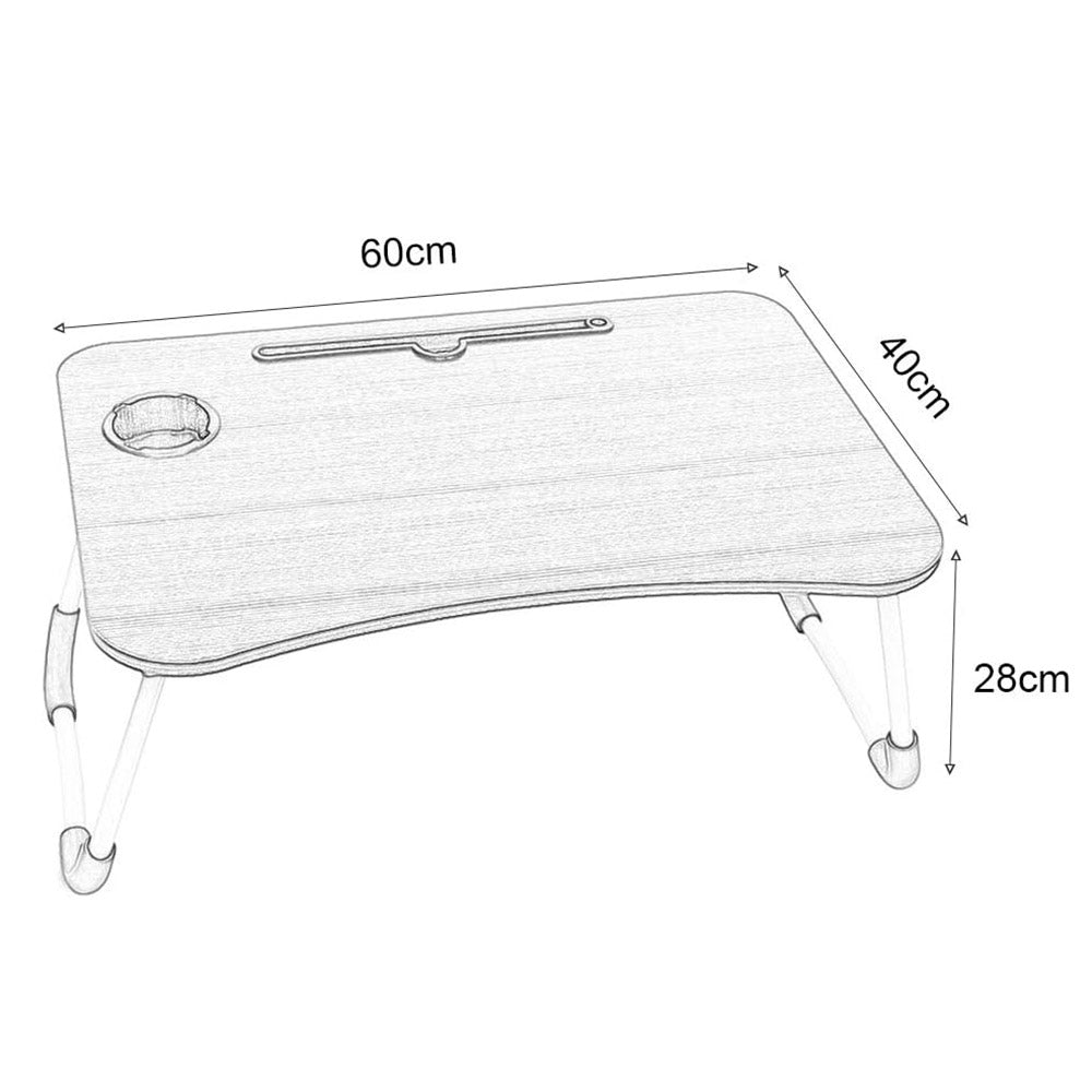 Portable Wooden Workstation Table With Card Slot-Cup Holder