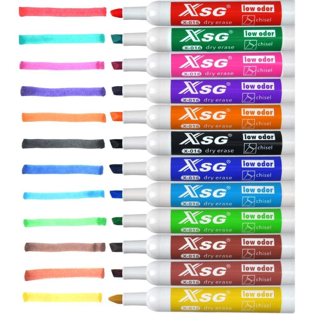 Premium Thick Dry Erase chisel tip Markers, XSG 12 assorted Colors WhiteBoard markers
