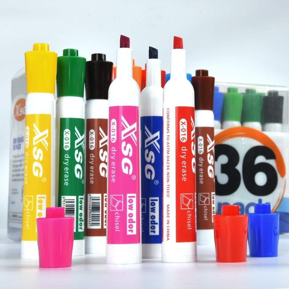Premium Thick Dry Erase chisel tip Markers, XSG 12 assorted Colors WhiteBoard markers