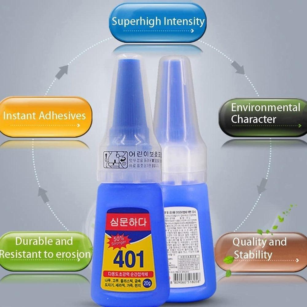 Professional Nail Art Super Glue Stronger 20G Bottle 401 Rapid Fix Handmade Adhesive Quick Dry Quick Sol Ceramic Glass Glue Dye Craft Tool Transparent