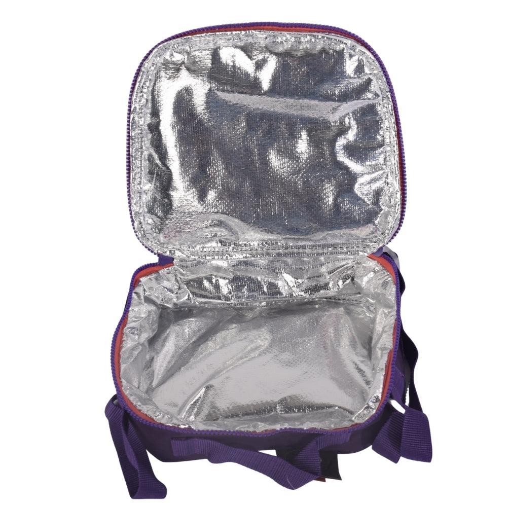 Purple Lunch Bag with Pink Trim and Adjustable Strap
