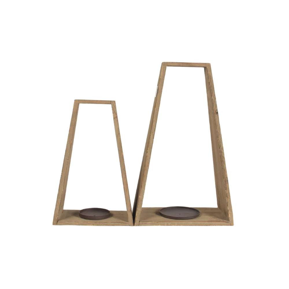 Pyramids Wooden Candlestick
