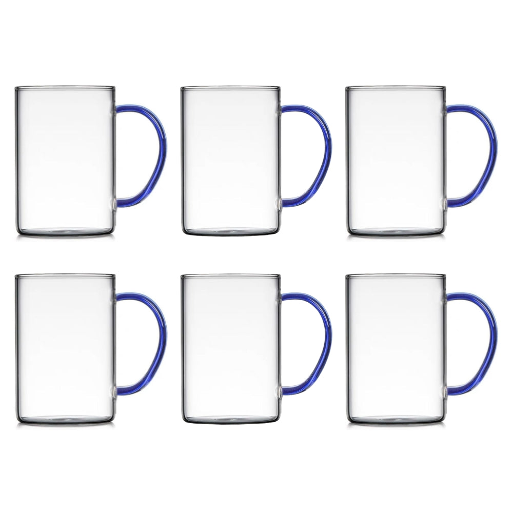 Pyrex Clear Glass Water Cup, Heat Resistant Tea, Coffee, Cappuccino Mug for Hot and Cold Drinks - Multicolor