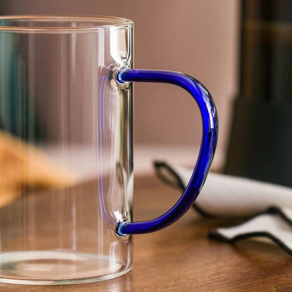 Pyrex Clear Glass Water Cup, Heat Resistant Tea, Coffee, Cappuccino Mug for Hot and Cold Drinks - Multicolor