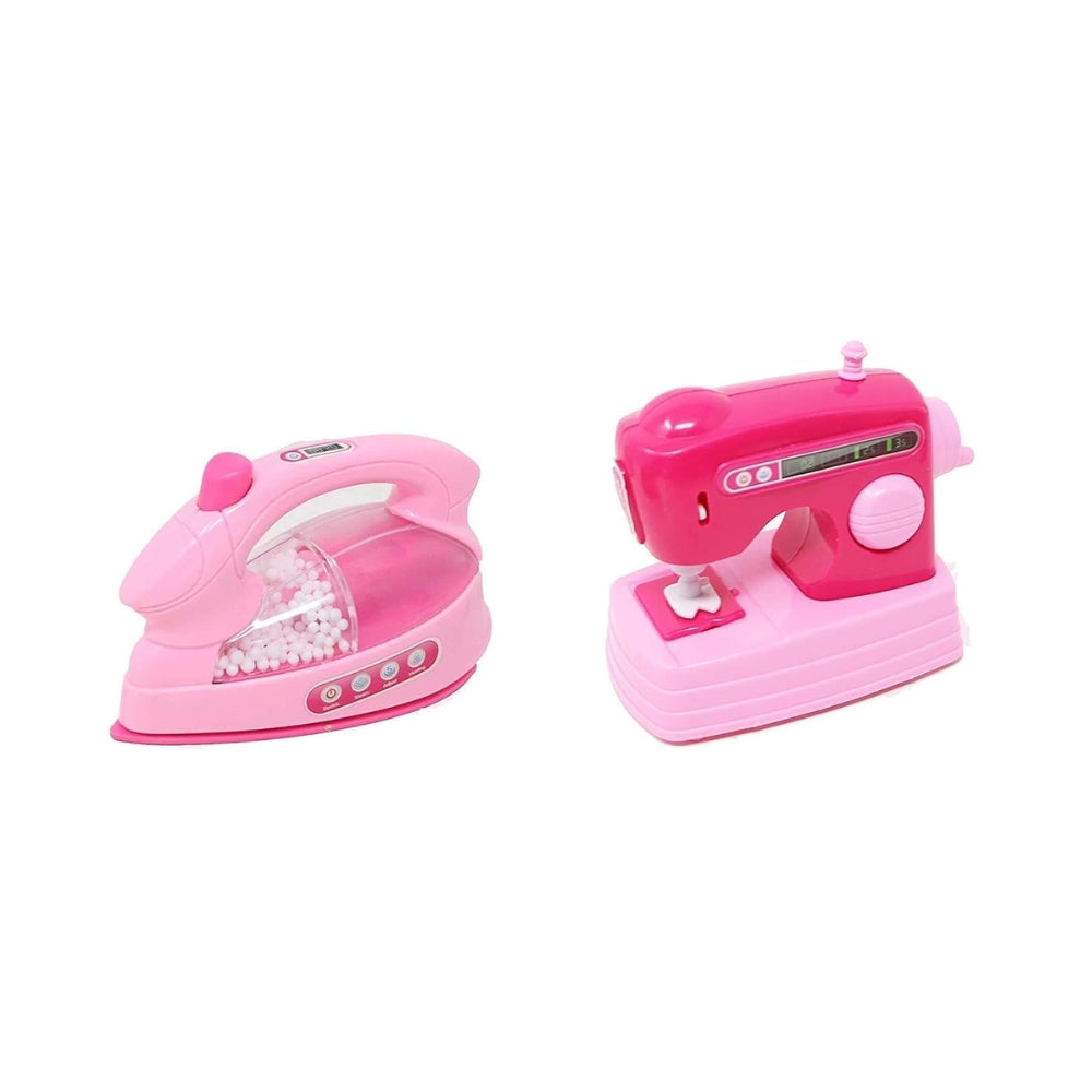 Quasar 2 In 1 Working Household Home Appliances Kitchen Ware Toy Set For Children Girls (Includes - Sewing Machine, Iron, Vaccum Cleaning, Washing Machine)