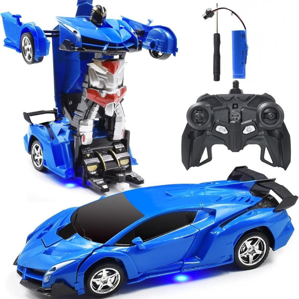 RC Car Robot for Kids Transformation Car Toy, Remote Control Deformation Vehicle Model with One Button Transform 360°Rotating Drifting 1:18 Scale, Best for Boys and Girls (Blue)