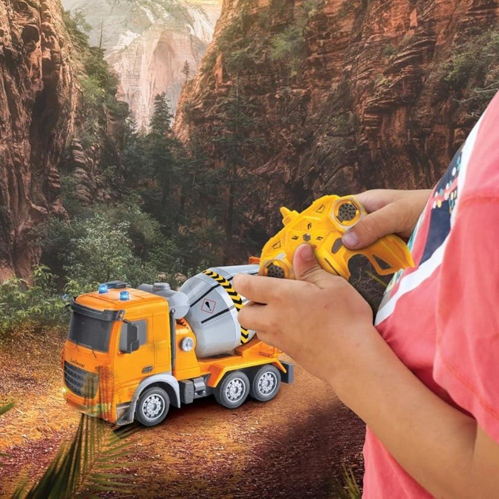 RC Concrete Mixer, Remote Control Router Truck, Lighting Effects, 360° Rotatable Tank, Rechargeable