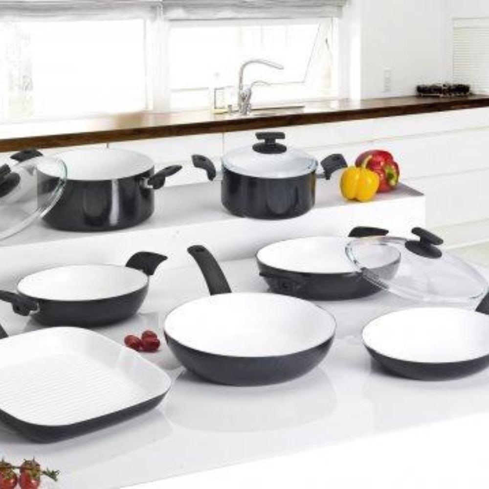 ROYALTY LINE Ceramic Cooker Pot Pan 9-Piece Set Black