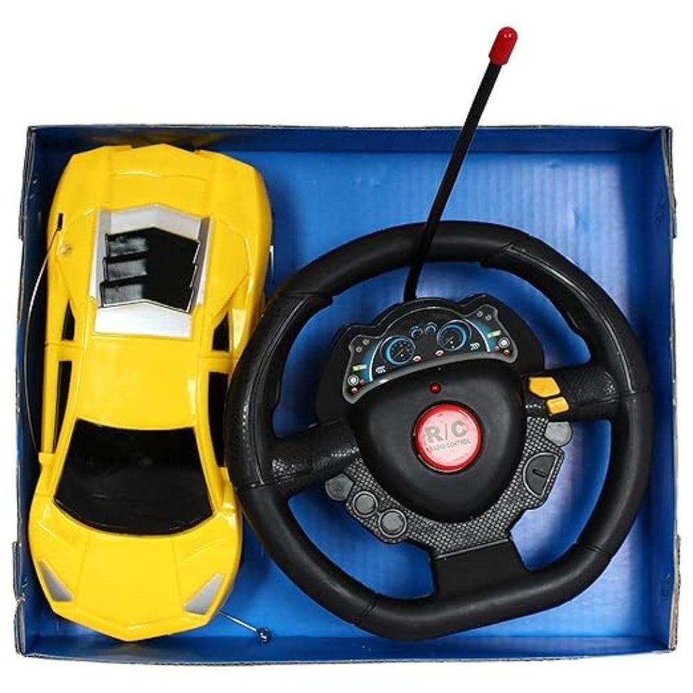 Racer Steering Remote Control Car for Kids (Yellow)