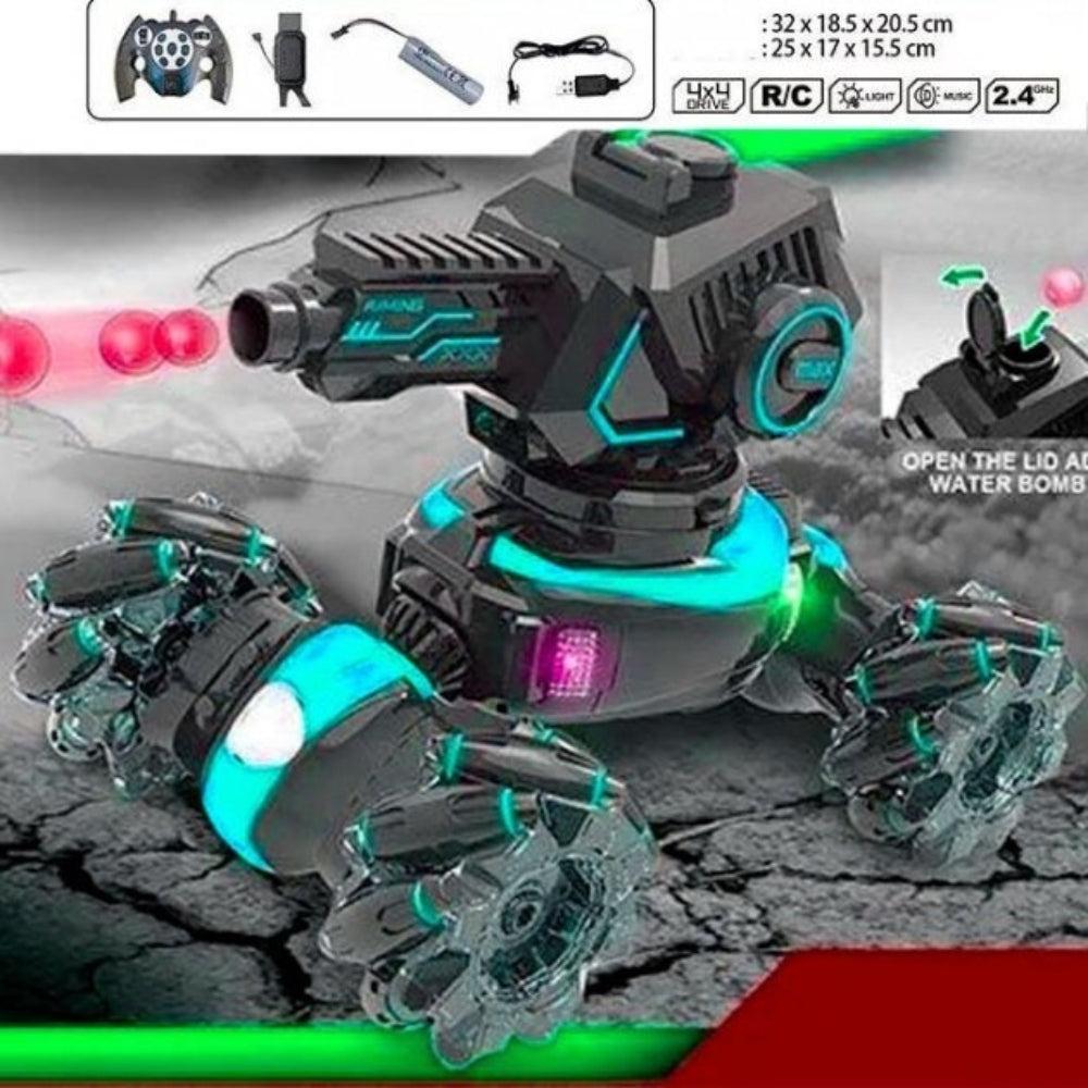 Radio-controlled all-terrain tank shooting orbs with a bracelet /Crazy Black Warrior / Drift Car on radio control/ with light music on the remote control, children's