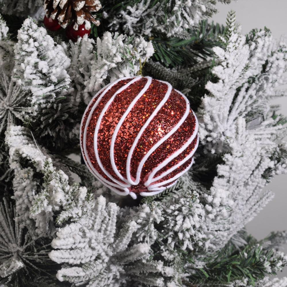 Red And White Swirl Bauble 2PCS