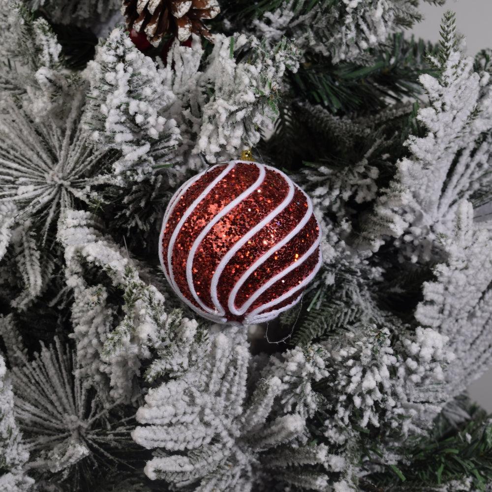 Red And White Swirl Bauble 3PCS
