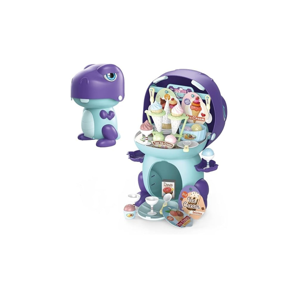 RedCrab Dinosaur Ice Toy Playset, Ice Cream Salon Dinosaur Toy for Kids with 52 Pieces, Role Play Toys Gift Kids, 3 Years, Boys, Girls