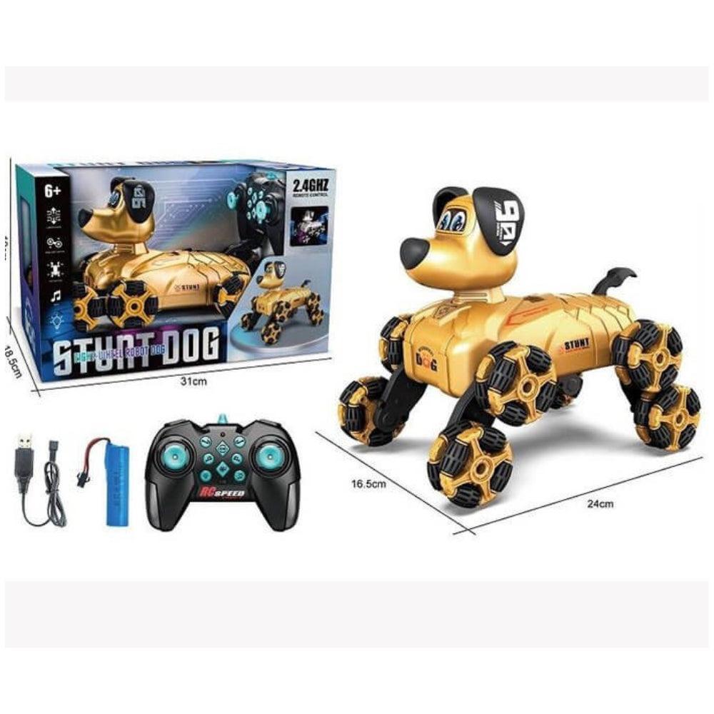 Remote Control Dog Robot Toy, Electronic Toy with Multi-Directional Wheels, Watch Control (Gold)