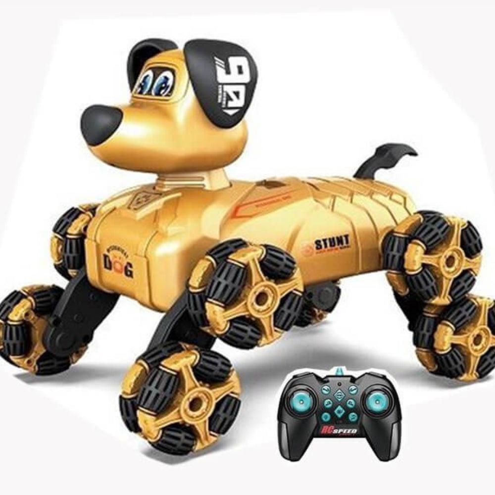 Remote Control Dog Robot Toy, Electronic Toy with Multi-Directional Wheels, Watch Control (Gold)