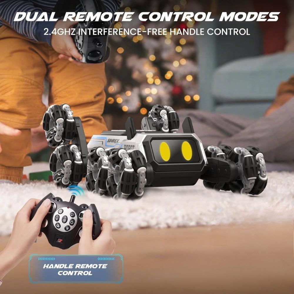 Remote Control Robot Dog Toys for Kids 6+, Stunt RC Cars with LED Eyes & Gesture Control, 6+ Years Old Boys Girls Birthday Gift, Interactive Robot Toy with Mecanum Wheels & 3 Sounds, Sliver