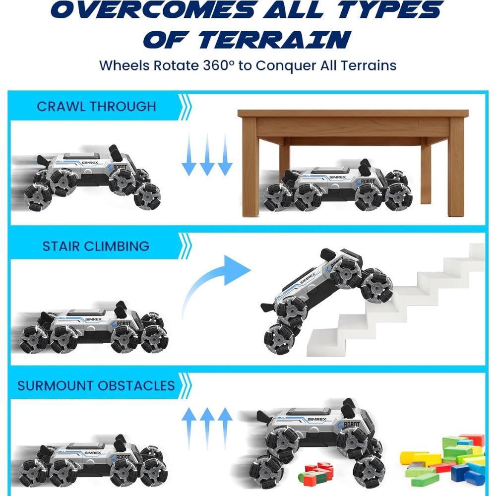 Remote Control Robot Dog Toys for Kids 6+, Stunt RC Cars with LED Eyes & Gesture Control, 6+ Years Old Boys Girls Birthday Gift, Interactive Robot Toy with Mecanum Wheels & 3 Sounds, Sliver